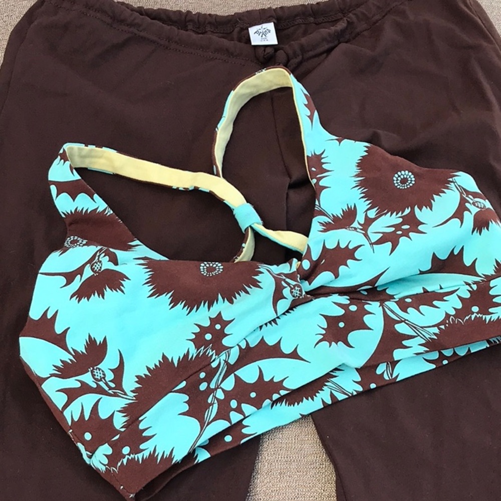 Patagonia exercise halter top and Prana yoga pants